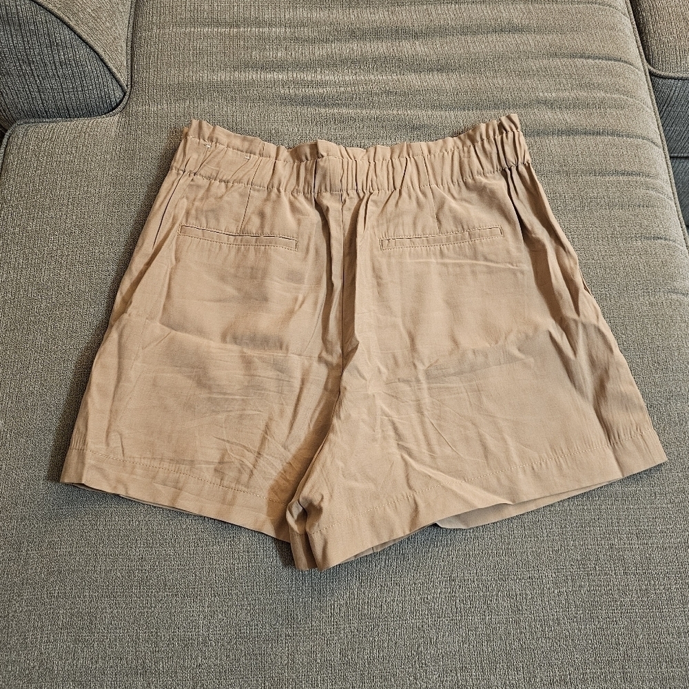 Ann Taylor Light Brown Tan High Rise Relaxed Minimalist Casual Shorts Large - Picture 7 of 8